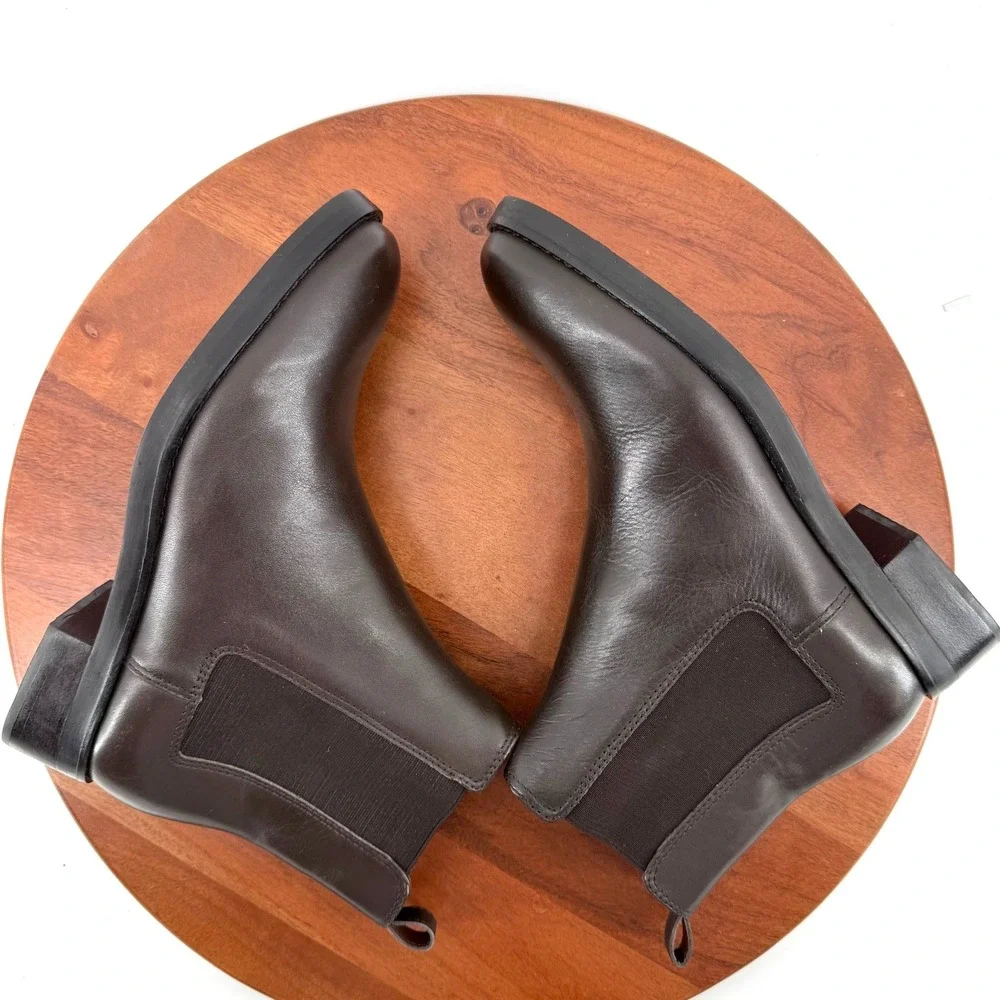 Talbots Leather Chelsea Boots Dark Brown Elastic Gore Made in Brazil Women 9.5M